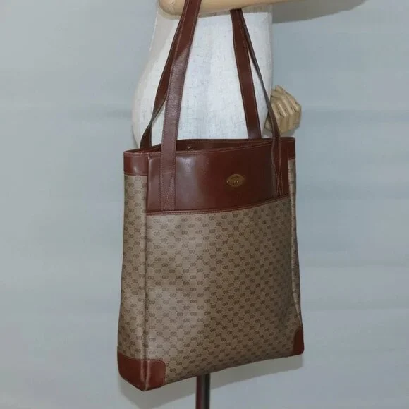 GUCCI Micro GG Supreme Tote Bag PVC Beige Gold 002 37 0035 Auth ep10439 - Picture 1 of 15